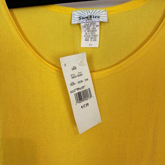 Sun Fire U.S.A. Women's Yellow Tank Top - Size 2X, Sleeveless, NWT - Picture 2 of 5